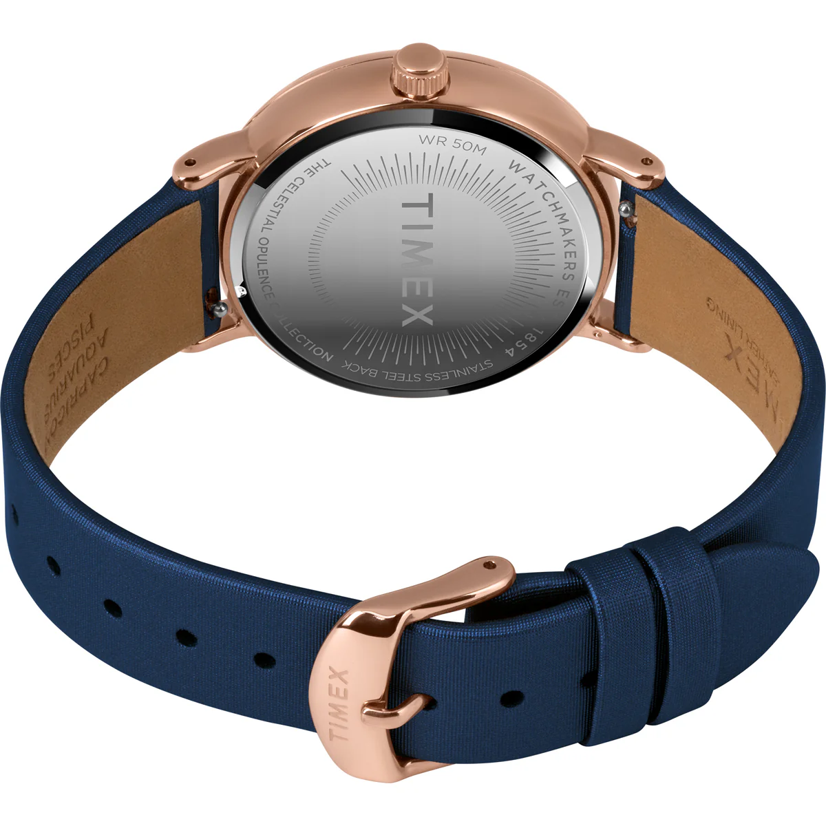 Timex Global Women's Rose Gold-Tone Dial  Case Leather-Strap Function Watch -TW2T87800 - Image 4