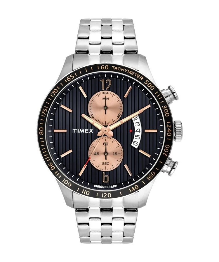 Timex E Class Men's Black Dial Round Case Chronograph Function Watch -TWEG14902 - Image 2