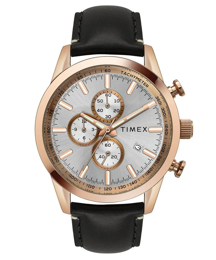 Timex E Class Men's Grey Dial Round Case Chronograph Function Watch -TWEG17602 - Image 2