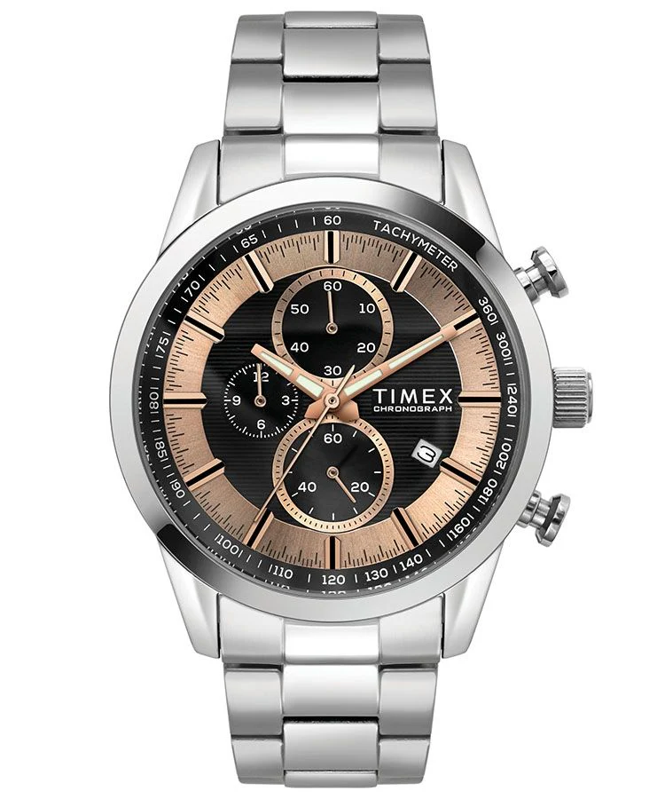 Timex E Class Men's Black Dial Round Case Chronograph Function Watch -TWEG17605 - Image 2