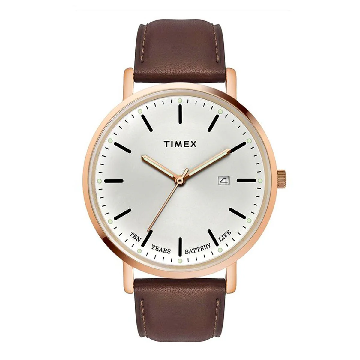 Timex Empera Men's Silver Dial Round Case 10 Year Battery Life  Date Function Watch -TWEG17703 - Image 2