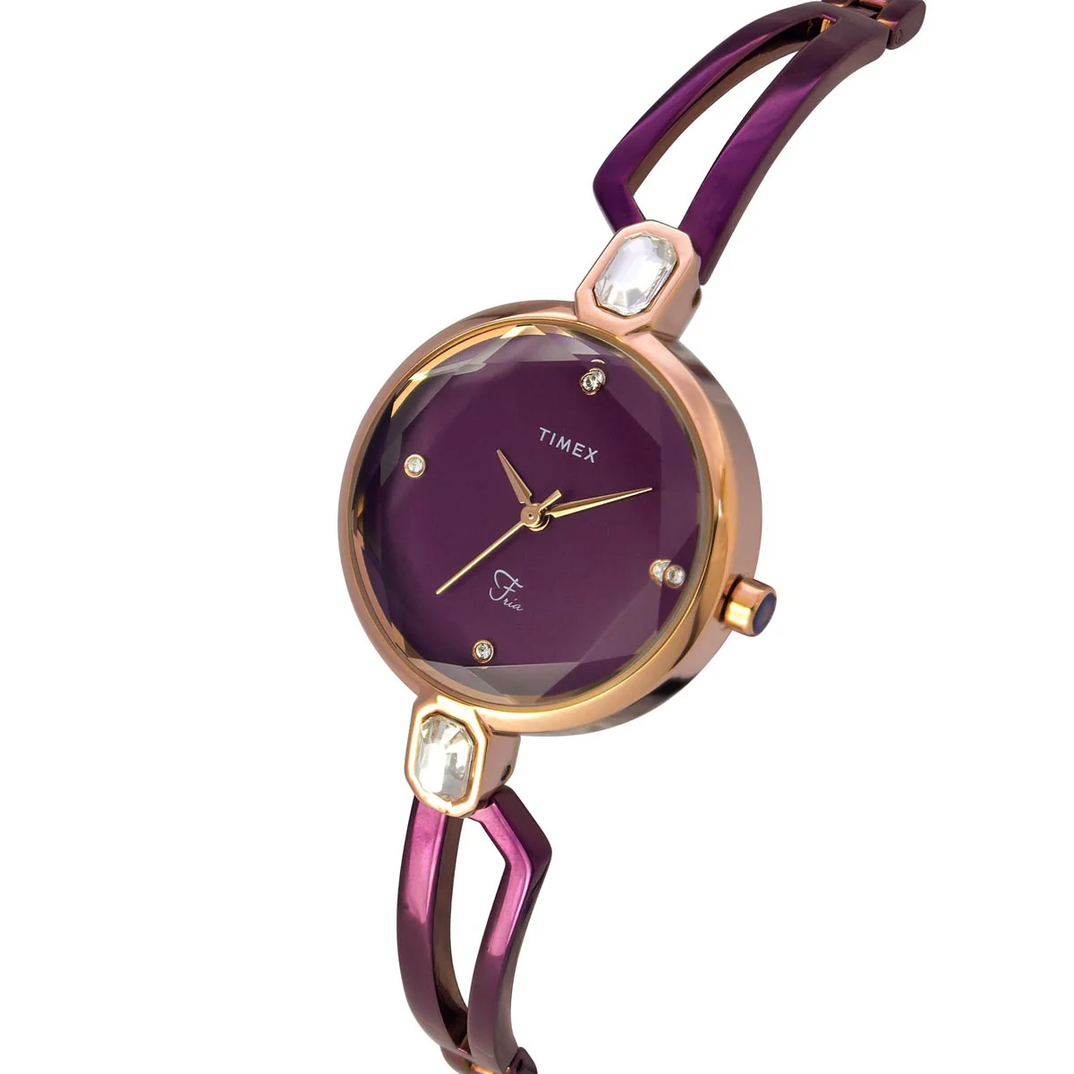 Timex Fria Women's Purple Dial Round Case 3 Hands Function Watch -TWEL15103 - Image 2