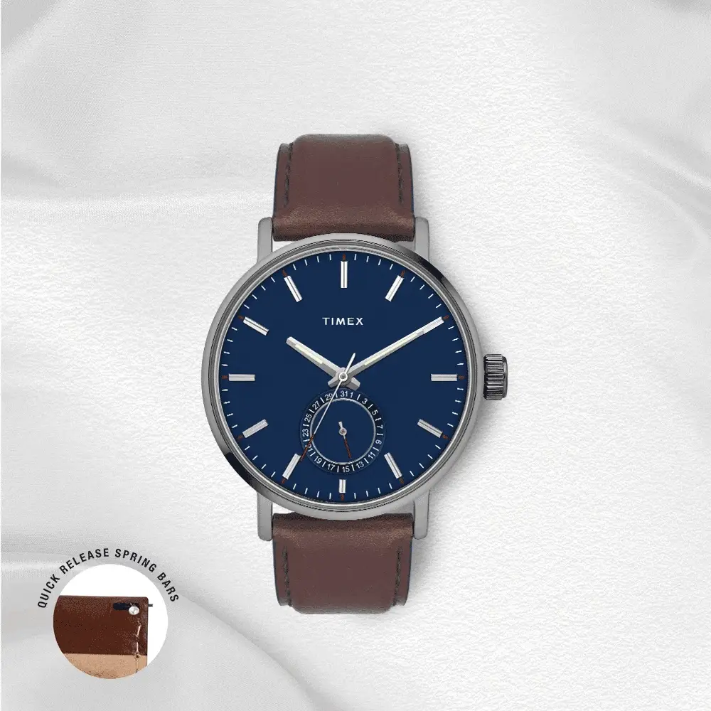 Timex Fashion Men's Blue Dial Round Case Date Function Watch -TWEG20003 - Image 9